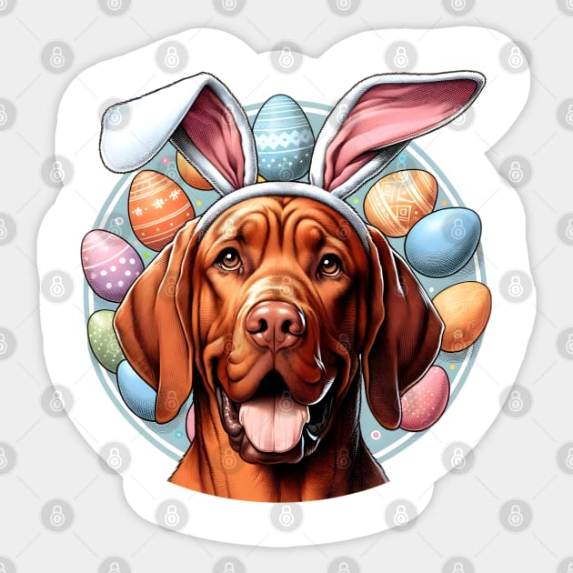 Bracco Italiano in Bunny Ears Enjoys Easter Celebration Sticker by ArtRUs